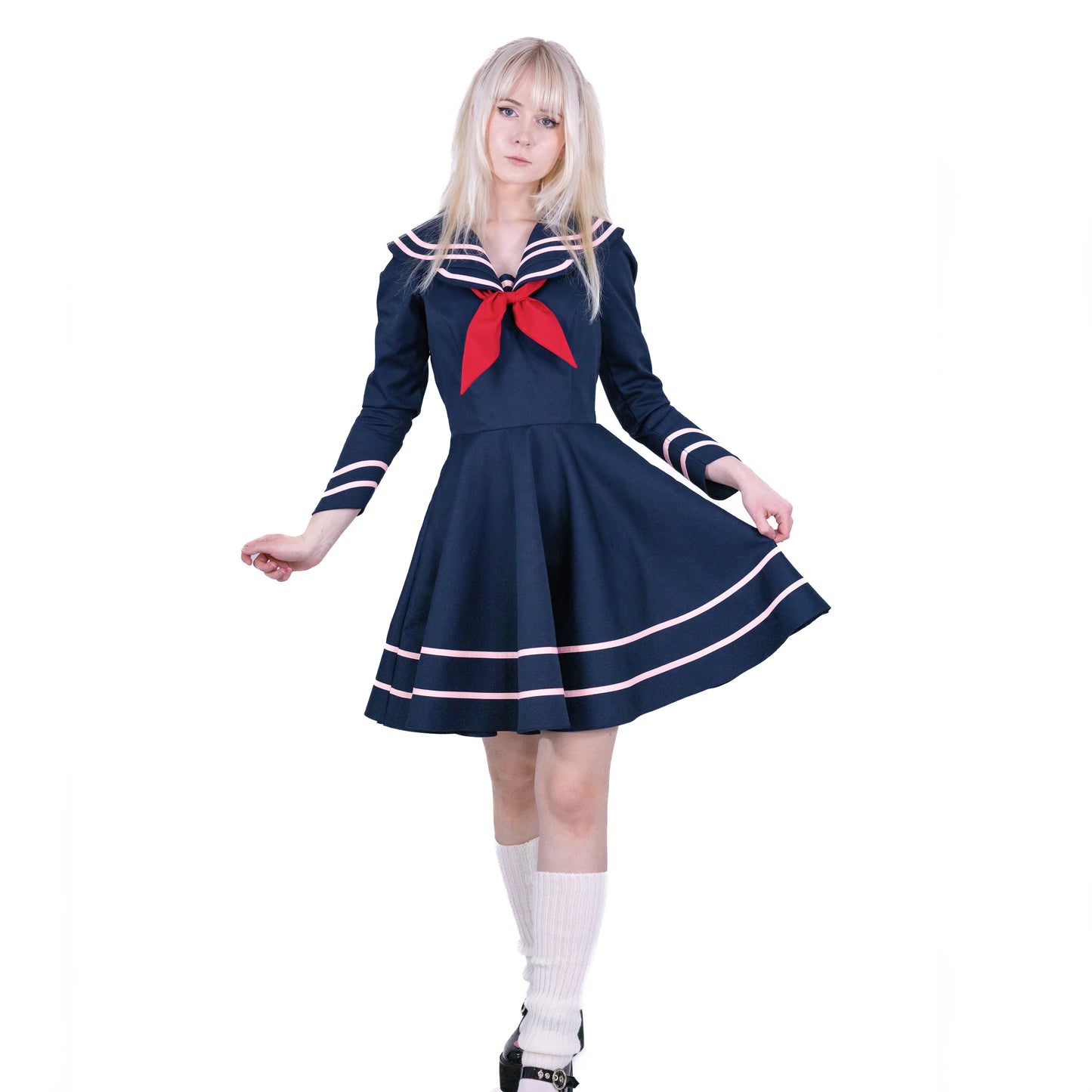 Model wearing alt fashion sailor dress - front view