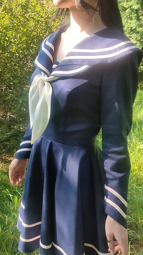 anime-inspired alt fashion sailor dress with white sailor scarf - ethereal light