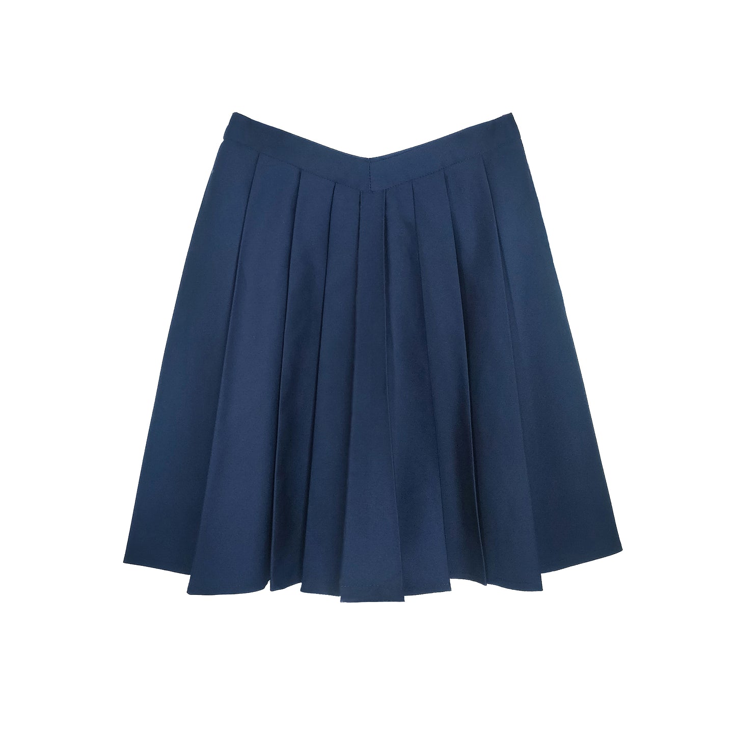 V-waisted plated skirt front facing